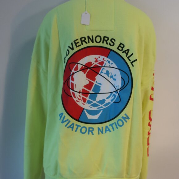 NWT Womens Aviator Nation Neon Yellow Governors Ball Graphic Sweatshirt M - Picture 14 of 15
